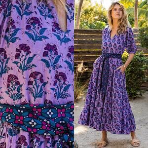 Printfresh Countryside Drives To and From Eyelet Dress Lavender Fields Small New